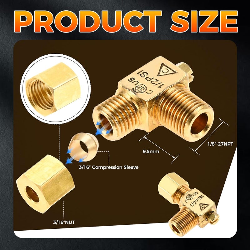 DRELD Range Oven 3/16" OD X 20" Copper Pipe Bendable Pilot Burner Tube with 2065643 Pilot Valve, Compatible with Tri Star Manufacturing 2065643 Pilot Adjusting Valve, Fit for Hotel, Kitchen Gas Equipment - Image 3